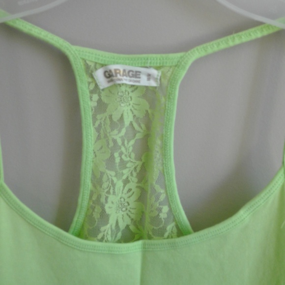 Garage Lime Green Lace Back Racerback Tank top - Picture 3 of 8